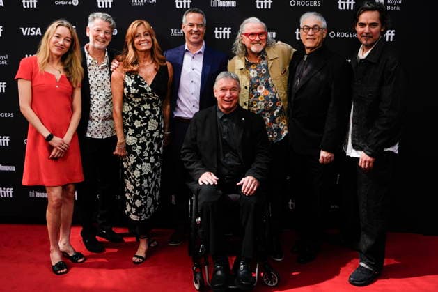 September 11, 2026, Toronto, On, CAN: Rick Hansen poses for a photo with Director Adrian Buitenhuis, wife Amanda Hansen and Producers on the red carpet to promote the film Man in Motion: The Rick Hansen story, at the Toronto International Film Festival, in Toronto, on Friday Sept. 11, 2026. Toronto CAN  - ZUMAc35_ 20260911_zaf_c35_054 Copyright: xChrisxYoungx