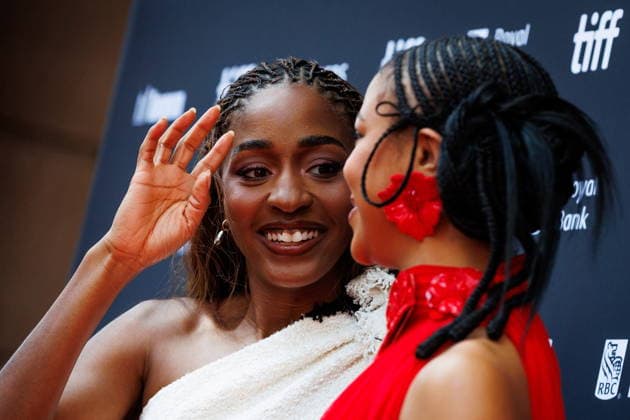 September 11, 2026, Toronto, On, Canada: Actress Ayo Edebiri, left, is photographed alongside actress India Amarteifio on the red carpet for the film Clarissa during the Toronto International Film Festival in Toronto, on Friday, Sept. 11, 2026. Toronto Canada  - ZUMAc35_ 20260911_zaf_c35_080 Copyright: xKeitoxNewmanx