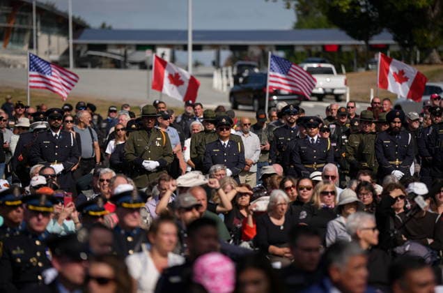 September 11, 2026, Surrey, Bc, CANADA: People attend the Northwest 9 11 Memorial ceremony at the Peach Arch monument on the Canada-U.S. border between Surrey, B.C., and Blaine, Wash., in Surrey, B.C., on Friday, Sept. 11, 2026. Surrey CANADA - ZUMAc35_ 20260911_zaf_c35_137 Copyright: xDarrylxDyckx