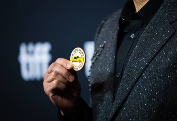 September 11, 2026, Toronto, On, Canada: Jay Baruchel holds up a Stunt Driver sticker on the red carpet for The Stunt Driver at the Toronto International Film Festival in Toronto, on Friday, Sept. 11, 2026. Toronto Canada  - ZUMAc35_ 20260911_zaf_c35_379 Copyright: xLauraxProctorx