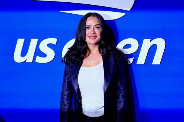 US Open - Salma Hayek Arrival - New York Salma Hayek arrives at the men semi final Tiafoe vs Shelton at the US Open in New York on September 11, 2026. Photo by Charles Guerin ABACAPRESS.COM New York City NY United States  Copyright: xGuerinxCharles ABACAx