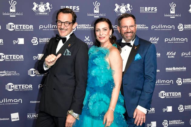 Hans-Werner Meyer, Nadine Heidenreich und Christian Senger bei der Verleihung des Deutschen Schauspielpreises 2026 im Hotel Pullman Berlin Schweizerhof. Berlin, 11.09.2026