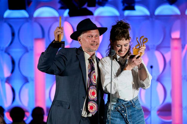 Deutscher Schauspielpreis 2026 Preisträgerin Lia von Blarer und Preisträger Robert Stadlober Bühne Show 15 Jahre Deutscher Schauspielpreis und 20 Jahre BFFS, Pullman Berlin Schweizerhof, Datum: 11.09.2026 Copyright: xEventpressx