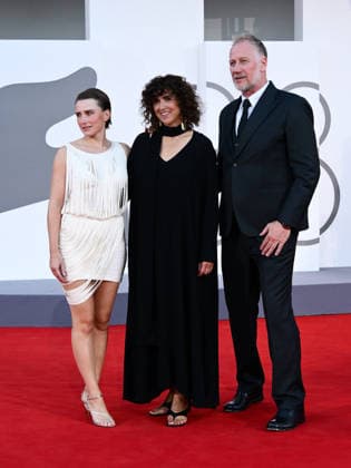 IPA88448103 - Venice, 83rd Venice International Film Festival 2026 - Night 11 - Closing Ceremony Red Carpet. Pictured: Mathilde Arcel, May El-Toukhy, Mikael Rieks  Copyright: xAlbertoxTerenghi PoolxPhotoxEvenx xPoolxPhotoxEventsx08x IPA88448103
