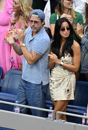 NEW YORK, NY- SEPTEMBER 12: Brad Pitt and Ines de Ramon seen at the 2026 U.S. Open Tennis Women™s Final between Elena Rybakina and Aryna Sabalenka with Rybakina securing her second major title on September 12, 2026 in Queens, New York City. Copyright: xmpi04x