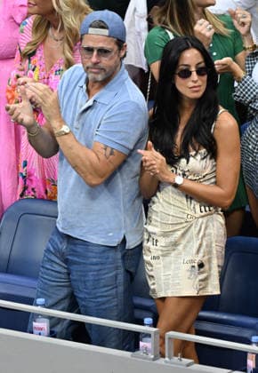 NEW YORK, NY- SEPTEMBER 12: Brad Pitt and Ines de Ramon seen at the 2026 U.S. Open Tennis Women™s Final between Elena Rybakina and Aryna Sabalenka with Rybakina securing her second major title on September 12, 2026 in Queens, New York City. Copyright: xmpi04x