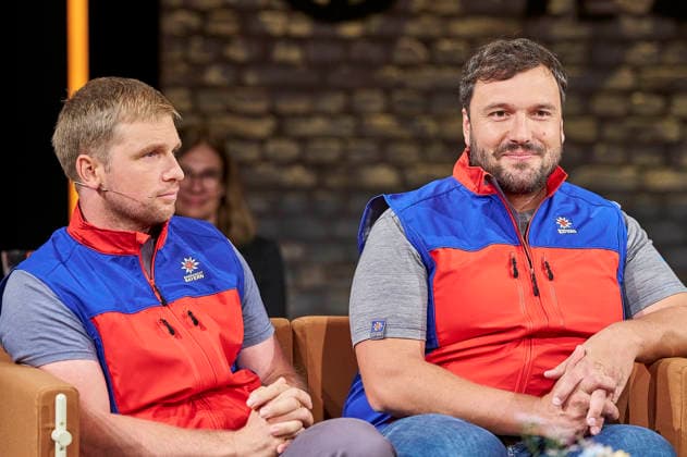 Tobias Stöffelbauer und Toni Vogg bei der Aufzeichnung der RB Talkshow 3nach9 im Radio Bremen-Studio. Bremen, 11.09.2026