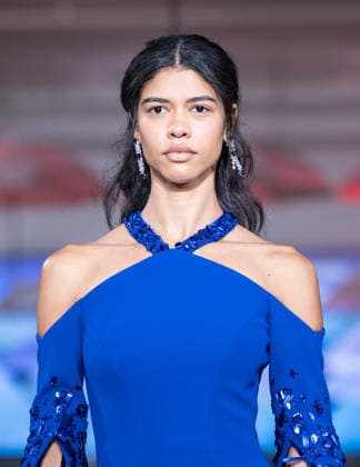 NY: Pamella Roland Fashion show Spring Summer 27 Model walks runway for Pamella Roland Spring Summer 2027 show during SS27 Fashion Week at Metropolitan Pavilion in New York, NY on September 11, 2026. New York New York United States Copyright: LevxRadin