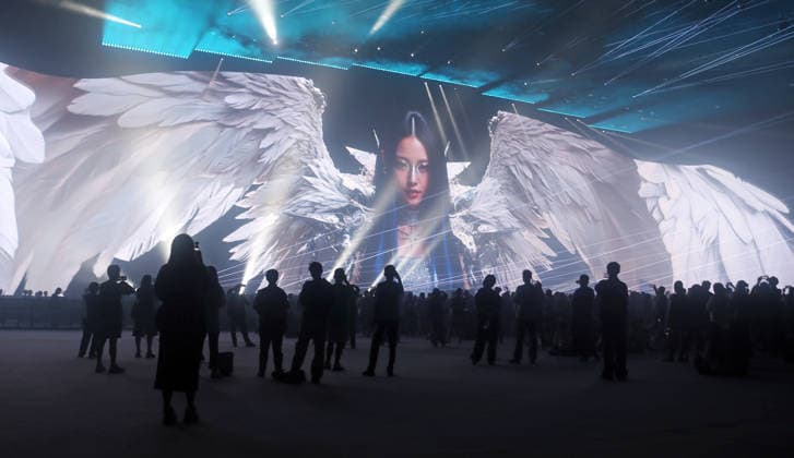 First Digital Virtual Idol Yuri SHANGHAI, CHINA - SEPTEMBER 11, 2026 - The first digital virtual idol Yuri to obtain official digital identity authentication appeared at China s First Offline AI Artist Concert the surreal giant screen stage for the AI Art Festival of the 2026 INCLUSION ¡¤ Conference on the Bund in Shanghai, China on September 11, 2026. Shanghai Shanghai China  Copyright: xCFOTOx i1789347932205