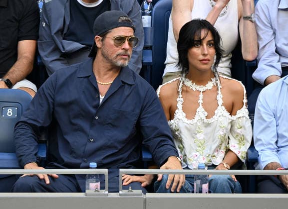 FLUSHING NY- SEPTEMBER 13: Brad Pitt and girlfriend Ines de Ramon are seen watching Alexander Zverev Vs Ben Shelton at the finals in Arthur Ashe Stadium during The 2026 US Open at the USTA Billie Jean King National Tennis Center on September 13, 2026 in Flushing Queens. Copyright: xmpi04x