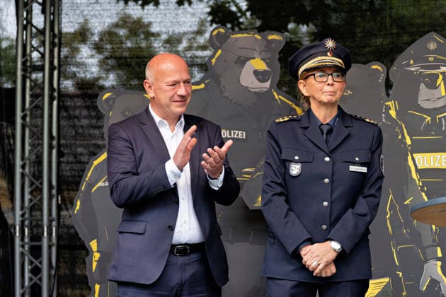 13.09.2026,45.Tag der offenen Tür der Polizei Berlin auf dem Polizeigelände an der Charlottenburger Chaussee (Spandau),Kai Wegner,Barbara Slowik Meisel