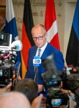 LKS 20260914 Federal Chancellor of Germany Friedrich Merz speaks to media at the Arktikum science centre during The European Arctic Summit in Rovaniemi, Finland, on September 14, 2026. The aim of the summit is to strengthen the EU’s common strategic approach to the Arctic region as its geopolitical significance continues to grow rapidly. The Summit is hosted by Finnish Prime Minister Petteri Orpo. - JOUNI PORSANGER Rovaniemi Finland  Copyright: xJounixPorsangerx q7zx8WnqysE