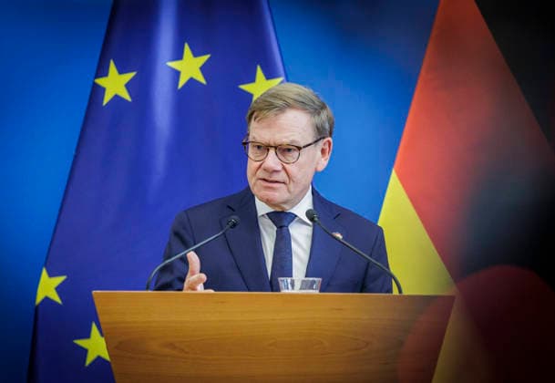 Johann Wadephul (CDU), Bundesaussenminister, aufgenommen im Rahmen seiner Reise nach Ungarn. Hier mit Aussenministerin Anita Orban. Fotografiert im Auftrag des Auswaertigen Amtes Budapest Ungarn