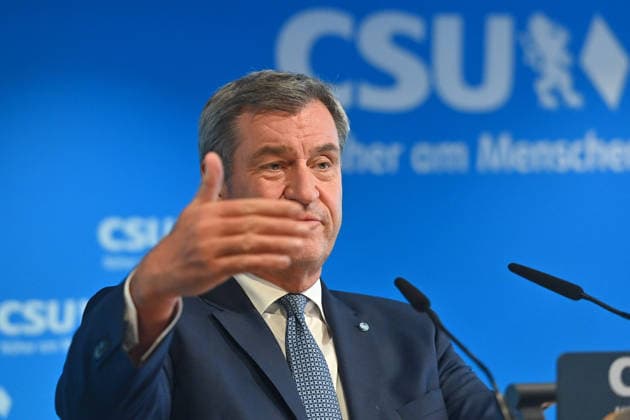Markus SOEDER (Ministerpraesident Bayern und CSU Vorsitzender) , Einzelbild,angeschnittenes Einzelmotiv,Portraet,Portrait,Porträt. Pressekonferenz nach Klausurtagung des CSU Parteivorstands am 14.09.2026 in der CSU Landesleitung in Muenchen.