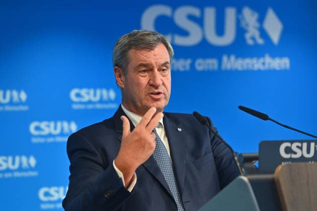 Markus SOEDER (Ministerpraesident Bayern und CSU Vorsitzender) , Einzelbild,angeschnittenes Einzelmotiv,Portraet,Portrait,Porträt. Pressekonferenz nach Klausurtagung des CSU Parteivorstands am 14.09.2026 in der CSU Landesleitung in Muenchen.