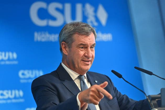 Markus SOEDER (Ministerpraesident Bayern und CSU Vorsitzender) , Einzelbild,angeschnittenes Einzelmotiv,Portraet,Portrait,Porträt. Pressekonferenz nach Klausurtagung des CSU Parteivorstands am 14.09.2026 in der CSU Landesleitung in Muenchen.