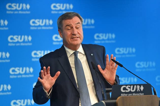 Markus SOEDER (Ministerpraesident Bayern und CSU Vorsitzender) , Einzelbild,angeschnittenes Einzelmotiv,Portraet,Portrait,Porträt. Pressekonferenz nach Klausurtagung des CSU Parteivorstands am 14.09.2026 in der CSU Landesleitung in Muenchen.