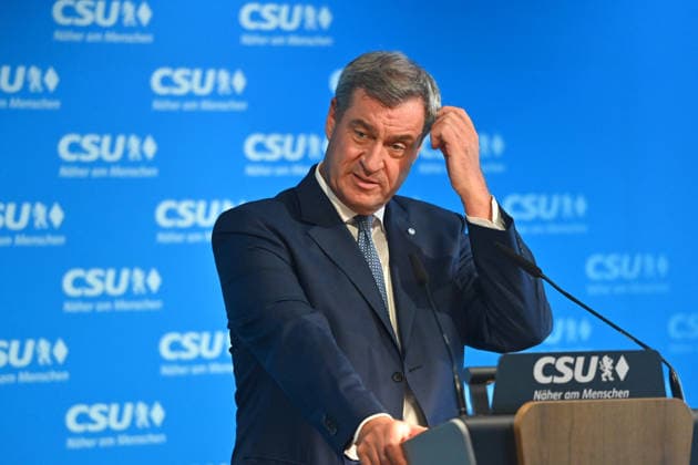 Markus SOEDER (Ministerpraesident Bayern und CSU Vorsitzender) , Einzelbild,angeschnittenes Einzelmotiv,Portraet,Portrait,Porträt. Pressekonferenz nach Klausurtagung des CSU Parteivorstands am 14.09.2026 in der CSU Landesleitung in Muenchen.