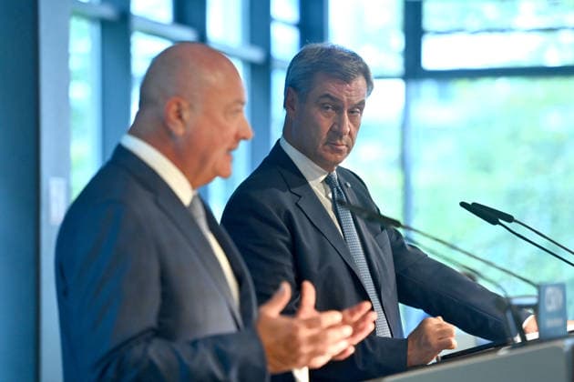 OEVP-Obmann, Bundeskanzler der Republik Oesterreich Dr. Christian Stocker, Markus SOEDER (Ministerpraesident Bayern und CSU Vorsitzender), Pressekonferenz nach Klausurtagung des CSU Parteivorstands am 14.09.2026 in der CSU Landesleitung in Muenchen.