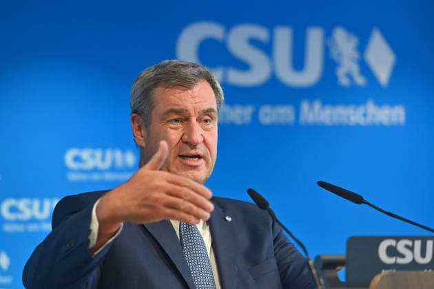 Markus SOEDER (Ministerpraesident Bayern und CSU Vorsitzender) , Einzelbild,angeschnittenes Einzelmotiv,Portraet,Portrait,Porträt. Pressekonferenz nach Klausurtagung des CSU Parteivorstands am 14.09.2026 in der CSU Landesleitung in Muenchen.