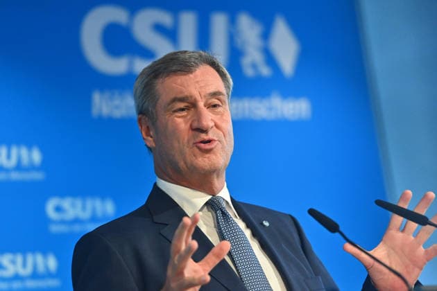Markus SOEDER (Ministerpraesident Bayern und CSU Vorsitzender) , Einzelbild,angeschnittenes Einzelmotiv,Portraet,Portrait,Porträt. Pressekonferenz nach Klausurtagung des CSU Parteivorstands am 14.09.2026 in der CSU Landesleitung in Muenchen.