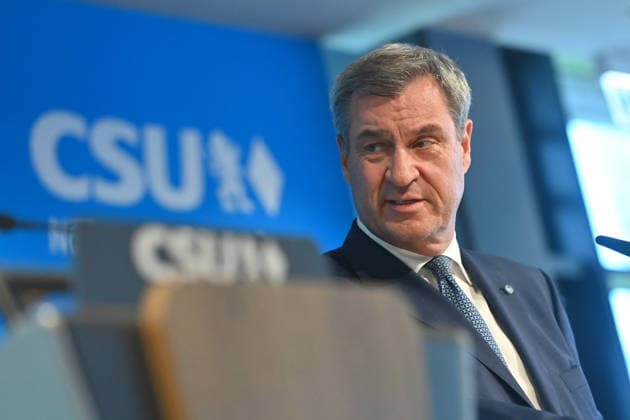 Markus SOEDER (Ministerpraesident Bayern und CSU Vorsitzender) , Einzelbild,angeschnittenes Einzelmotiv,Portraet,Portrait,Porträt. Pressekonferenz nach Klausurtagung des CSU Parteivorstands am 14.09.2026 in der CSU Landesleitung in Muenchen.