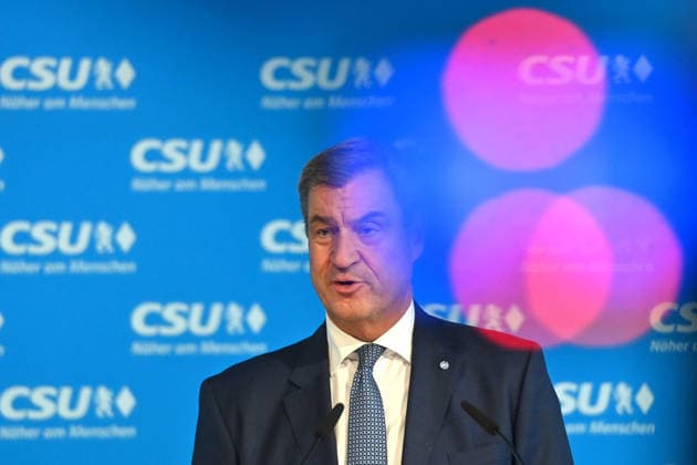 Markus SOEDER (Ministerpraesident Bayern und CSU Vorsitzender) , Einzelbild,angeschnittenes Einzelmotiv,Portraet,Portrait,Porträt. Pressekonferenz nach Klausurtagung des CSU Parteivorstands am 14.09.2026 in der CSU Landesleitung in Muenchen.