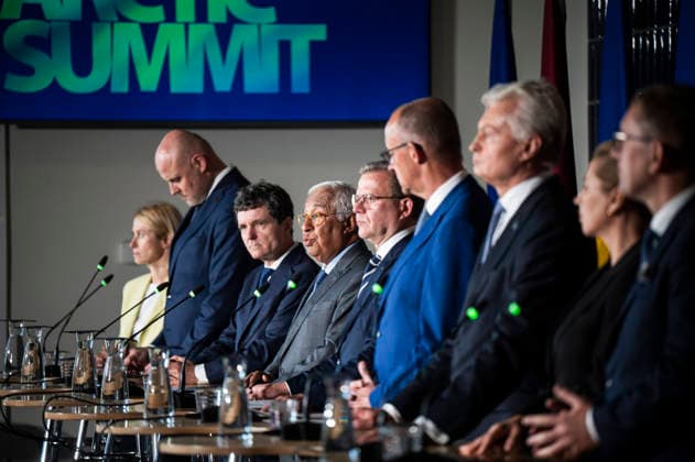 LKS 20260914 (L to R) High Representative of the Union for Foreign Affairs, Security Policy Kaja Kallas, Prime Minister of Latvia Andris Kulbergs, President of Romania Nicu?or Dan, President of the European Council António Costa, Prime Minister Petteri Orpo of Finland, Federal Chancellor of Germany Friedrich Merz, President of Lithuania Gitanas Nauseda, Prime Minister Mette Frederiksen of Denmark and Prime Minister of Estonia Kristen Michal during the leaders joint press conference of The European Arctic Summit in Rovaniemi, Finland, on September 14, 2026. The aim of the summit is to strengthen the EU’s common strategic approach to the Arctic region as its geopolitical significance continues to grow rapidly. - JOUNI PORSANGER Rovaniem  Copyright: xJounixPorsangerx HhnSz6EU1fo