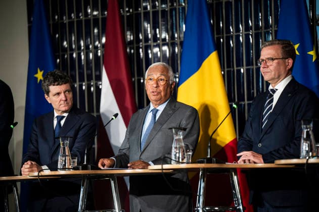 (L to R) President of Romania Nicu?or Dan, President of the European Council António Costa and Prime Minister Petteri Orpo of Finland during the leaders joint press conference of The European Arctic Summit in Rovaniemi, Finland, on September 14, 2026. The aim of the summit is to strengthen the EU’s common strategic approach to the Arctic region as its geopolitical significance continues to grow rapidly. - JOUNI PORSANGER Rovaniemi Finland  Copyright: xJounixPorsangerx 2fYE109z7Hs