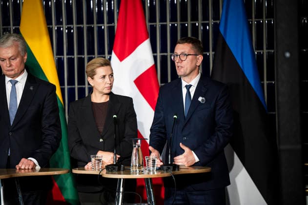 (L to R) President of Lithuania Gitanas Nauseda, Prime Minister Mette Frederiksen of Denmark and Prime Minister of Estonia Kristen Michal during the leaders joint press conference of The European Arctic Summit in Rovaniemi, Finland, on September 14, 2026. The aim of the summit is to strengthen the EU’s common strategic approach to the Arctic region as its geopolitical significance continues to grow rapidly. - JOUNI PORSANGER Rovaniemi Finland  Copyright: xJounixPorsangerx 16RAbGmGMDY
