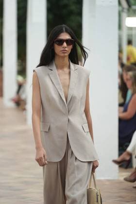 A model wears at collection runway a creation from Adolfo Dominguez during Pasarela Cibeles Mercedes-Benz Fashion Week Madrid 2026 in Madrid, on Monday ,14 September 2026. Cordon Press 