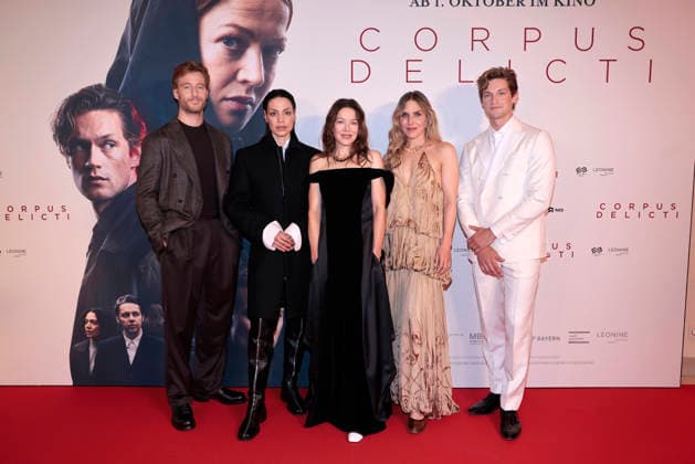 Alexander Fehling, Haley Louise Jones, Hannah Herzsprung, Lena Stahl and Damian Hardung attend the premiere of Corpus Delicti on September 14, 2026 at Delphi Filmpalast in Berlin, Germany Movie Premiere of Corpus Delicti in Berlin, Germany