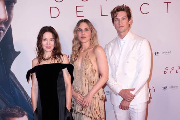 Hannah Herzsprung, Lena Stahl and Damian Hardung attend the premiere of Corpus Delicti on September 14, 2026 at Delphi Filmpalast in Berlin, Germany Movie Premiere of Corpus Delicti in Berlin, Germany