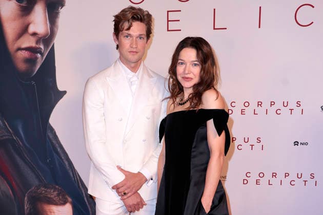 Damian Hardung and Hannah Herzsprung attend the premiere of Corpus Delicti on September 14, 2026 at Delphi Filmpalast in Berlin, Germany Movie Premiere of Corpus Delicti in Berlin, Germany
