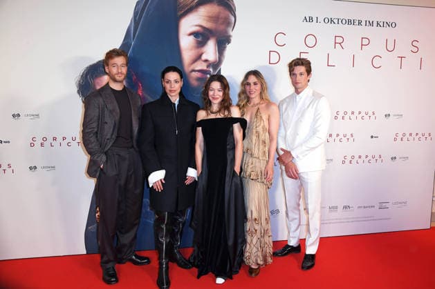 Alexander Fehling, Haley Louise Jones, Hannah Herzsprung, Lena Stahl, Damian Hardung bei der Premiere des Kinofilms CORPUS DELICTI im Delphi Filmpalast in Berlin am 14.09.2026