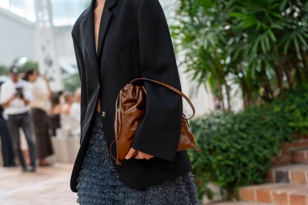 Detail of a bag from Adolfo Dominguez s Croma collection for spring-summer 2027, presented during Mercedes-Benz Fashion Week Madrid. September 14,2026. (20260914852)