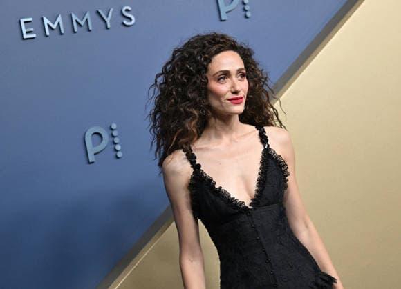 Emmy Rossum arrives for the 78th annual Primetime Emmy Awards at the Peacock Theater in Los Angeles on Monday, September 14, 2026.  LAP20260914601 CHRISxCHEW