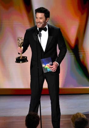 Tom Pelphrey accepts the Outstanding Supporting Actor in a Drama Series Award for Task on stage during the 78th annual Primetime Emmy Awards at the Peacock Theater in Los Angeles on Monday, September 14, 2026.  LAP2026091498 JIMxRUYMEN