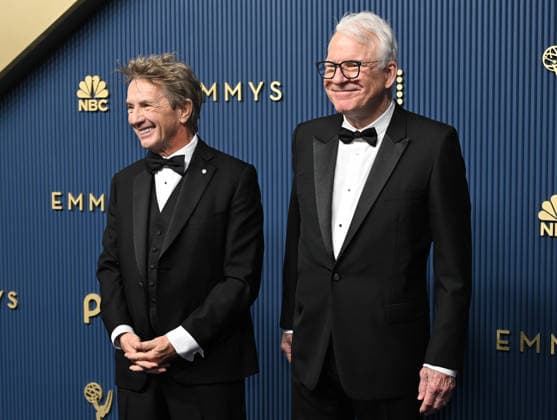Martin Short and Steve Martin arrive for the 78th annual Primetime Emmy Awards at the Peacock Theater in Los Angeles on Monday, September 14, 2026.  LAP20260914010 JohnxMcCoy