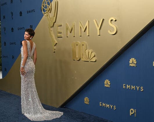 Zendaya arrives for the 78th annual Primetime Emmy Awards at the Peacock Theater in Los Angeles on Monday, September 14, 2026.  LAP20260914019 JohnxMcCoy