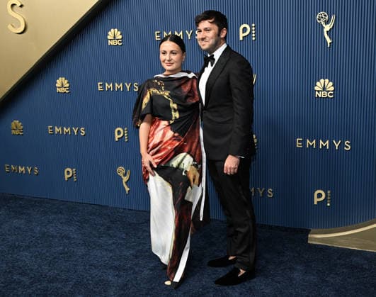 Chris Witaske and his wife Eliza arrive for the 78th annual Primetime Emmy Awards at the Peacock Theater in Los Angeles on Monday, September 14, 2026.  LAP20260914843 JohnxMcCoy