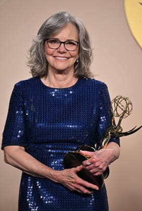 Sally Field, holds the Emmy for Outstanding Lead Actress in a Limited or Anthology Series or Movie Award for Remarkably Bright Creatures, backstage during the 78th annual Primetime Emmy Awards at the Peacock Theater in Los Angeles on Monday, September 14, 2026.  LAP20260919407a CHRISxCHEW