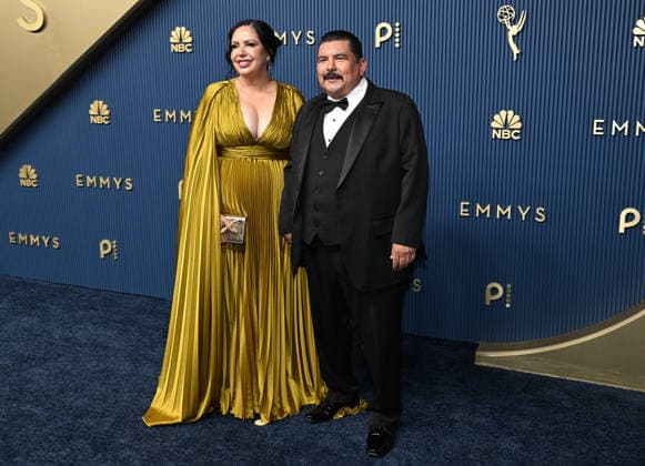 Sarai Rodriguez and her husband Guillermo Rodriguez arrive for the 78th annual Primetime Emmy Awards at the Peacock Theater in Los Angeles on Monday, September 14, 2026.  LAP20260914850 JohnxMcCoy