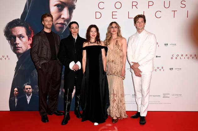 Alexander Fehling, Haley Louise Jones, Hannah Herzsprung, Lena Stahl und Damian Hardung bei der Premiere des Kinofilms Corpus Delicti im Delphi Filmpalast. Berlin, 14.09.2026