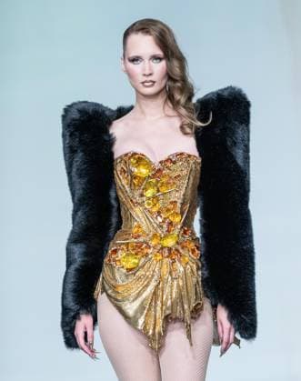 September 14, 2026, Bronx, New York, USA: A model walks runway for The Blonds 20th Anniversary by David and Phillipe Blond presented by Motorola Razr Spring Summer 27 fashion show during SS27 FW at Lavan in New York, NY on September 15, 2026. Bronx USA  - ZUMAr339 20260914_znp_r339_068 Copyright: xLevxRadinx