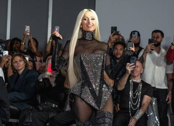 September 14, 2026, Bronx, New York, USA: Paris Hilton walks runway for The Blonds 20th Anniversary by David and Phillipe Blond presented by Motorola Razr Spring Summer 27 fashion show during SS27 FW at Lavan in New York, NY on September 15, 2026. Bronx USA  - ZUMAr339 20260914_znp_r339_150 Copyright: xLevxRadinx