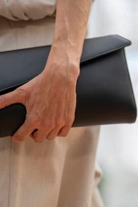 Detail of a bag from Simorra s FOLD IN collection for spring-summer 2027, presented during Mercedes-Benz Fashion Week Madrid. September 14,2026. (202609141403)