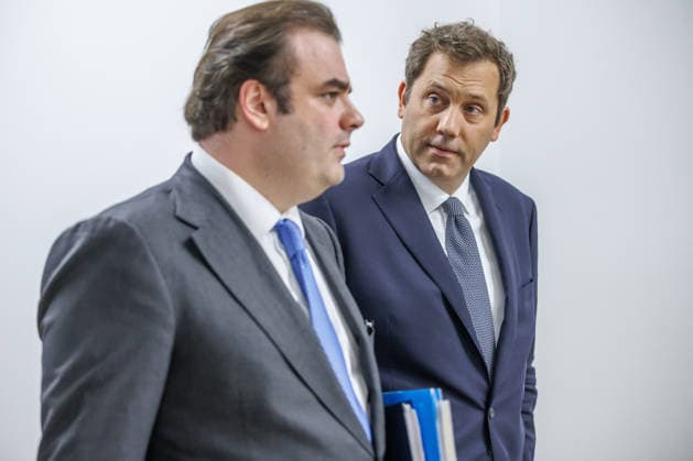 Lars Klingbeil (SPD), Bundesfinanzminister bei einem Pressestatement mit dem Praesidenten der Eurogruppe Kyriakos Pierrakakis Lars Klingbeil (SPD), Bundesfinanzminister bei einem Pressestatement mit dem Praesidenten der Eurogruppe Kyriakos Pierrakakis im Finanzministerium am 15.09.2026 in Berlin. Berlin Berlin Deutschland Finanzministerium