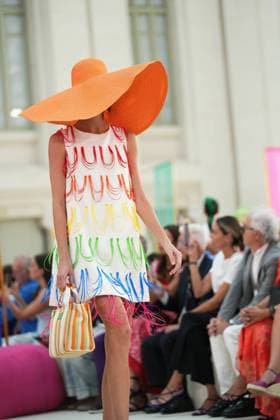 A model wears at collection runway a creation from Agatha Ruiz de la Prada during Pasarela Cibeles Mercedes-Benz Fashion Week Madrid 2026 in Madrid, on Tuesday , 15 September 2026. Cordon Press 