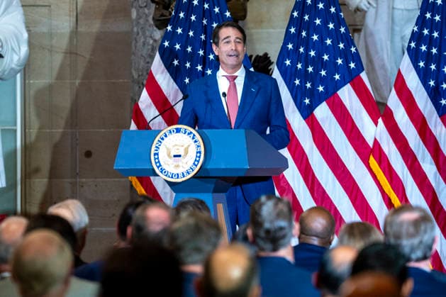 Former Rep. Garret Graves, R-LA, speaks at the unveiling ceremony for former Speaker of the House Kevin McCarthy s official portrait at the U.S. Capitol in Washington, DC on Tuesday, September 15, 2026. McCarthy served as the 55th Speaker of the U.S. House of Representatives in 2023 and served California s 23rd Congressional District from 2007 to 2023.  WAP20260915395 BONNIExCASH